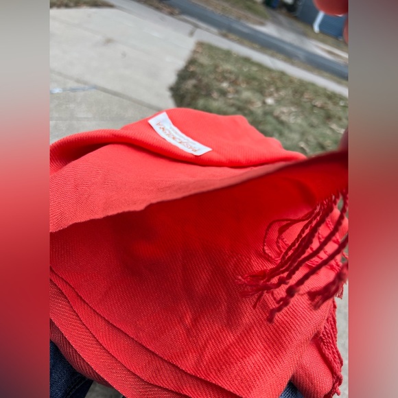 100% Pashmina Scarf Wrap Shawl — Coral — 28” x 72” - Picture 7 of 15